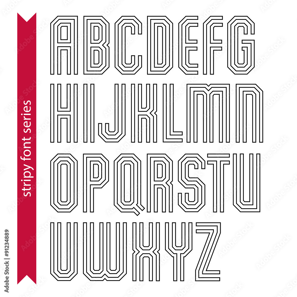 Poster double stripy delicate line retro characters set, vector light u