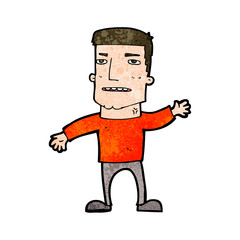 cartoon waving stressed man