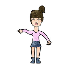 cartoon woman making dismissive gesture