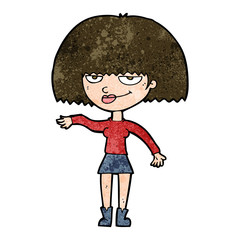 cartoon smug woman making dismissive gesture