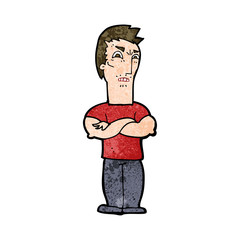 cartoon annoyed man with folded arms