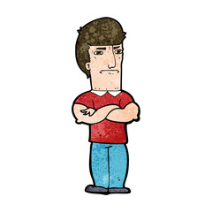 cartoon annoyed man with folded arms