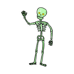 cartoon waving skeleton