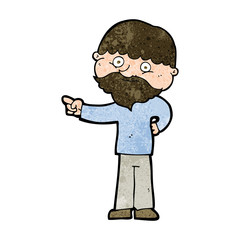 cartoon bearded man pointing