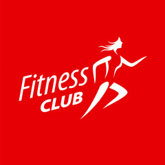 vector logo running girl on a red background