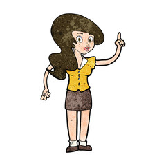 cartoon pretty woman with idea