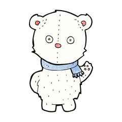 cartoon waving polar bear cub