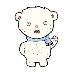 cartoon polar bear wearing scarf