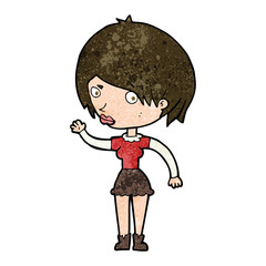 cartoon waving woman