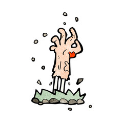 cartoon zombie hand rising from ground