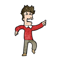 cartoon frightened man pointing