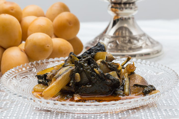 Beet Green cooked, simanim-Traditional food for Rosh Hashanah (In Hebrew silka)