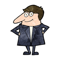 cartoon happy man in suit