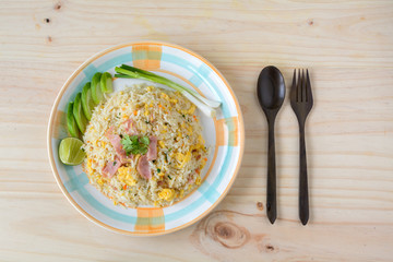 Fried rice with bacon and egg