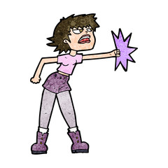 cartoon woman punching