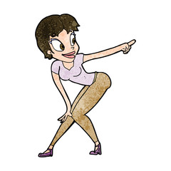 cartoon pretty woman pointing