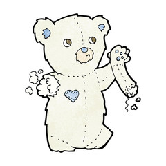 cartoon teddy polar bear with torn arm