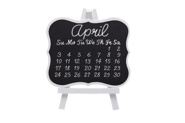 April Month 2016 Calendar On Blackboard