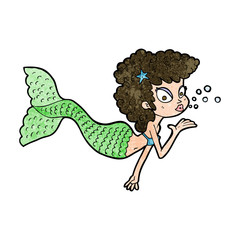 cartoon mermaid blowing kiss