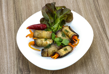 Eggplant rolls with carrot