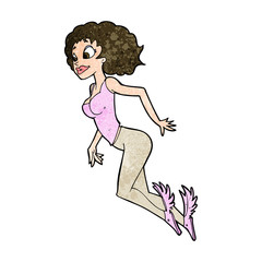 cartoon flying woman