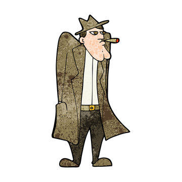 recommend clip art: cartoon man in hat and trench coat