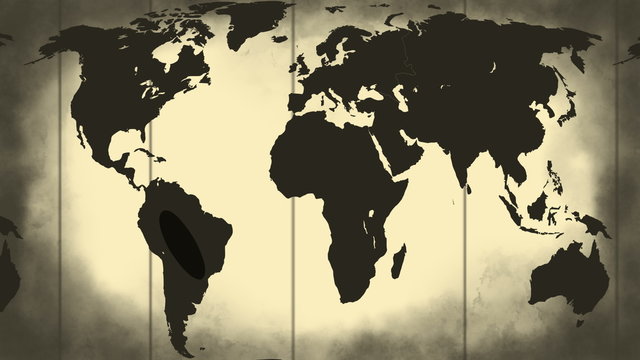 world map moving old film simulation