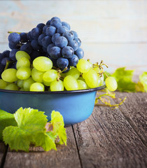Grapes on a wooden table