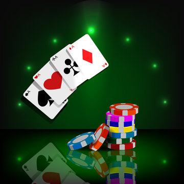 Casino chips and cards vector background eps 10