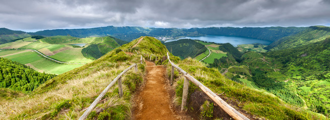 Walking path leading to a view in Sao Miguel