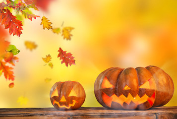 Naklejka na ściany i meble Scarry halloween pumpkin background
