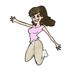 cartoon jumping woman
