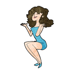 cartoon attractive woman sitting