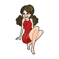 cartoon attractive woman posing