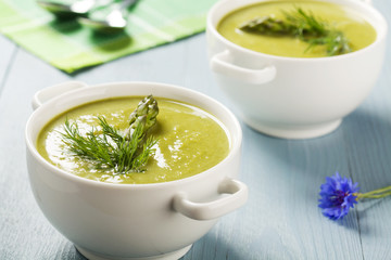 Delicious soup with asparagus.