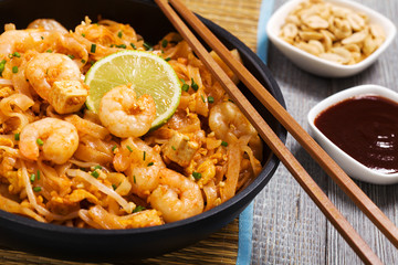 Pad Thai. Thailand's national dishes, stir-fried rice noodles