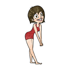 cartoon excited woman