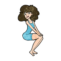 cartoon sitting woman in dress