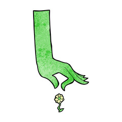 cartoon hand picking flower