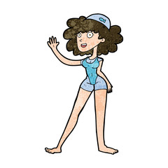 cartoon swimmer woman