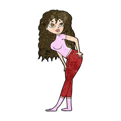 cartoon attractive woman looking surprised