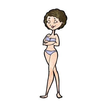 cartoon retro woman in bikini