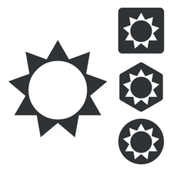Sun icon set, monochrome