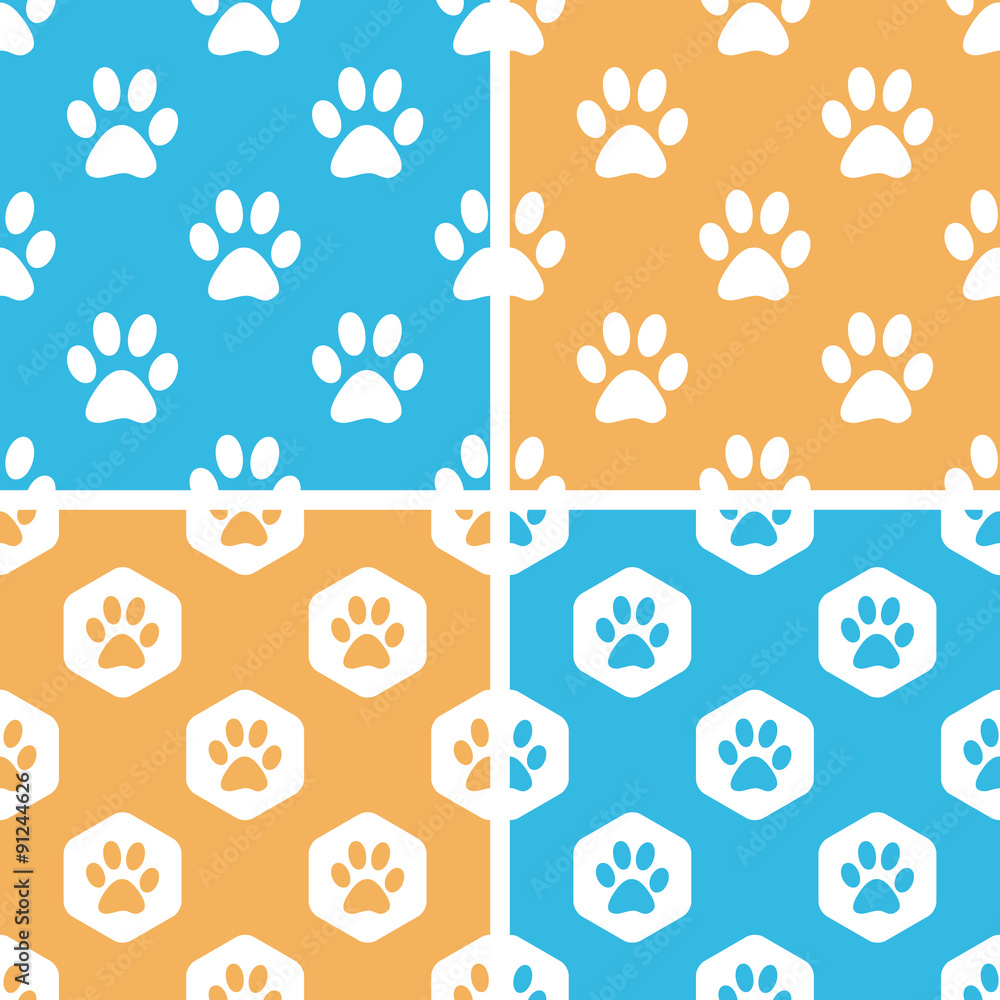 Wall mural Animal paw pattern set, colored - Wall murals