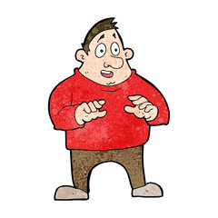 cartoon excited overweight man
