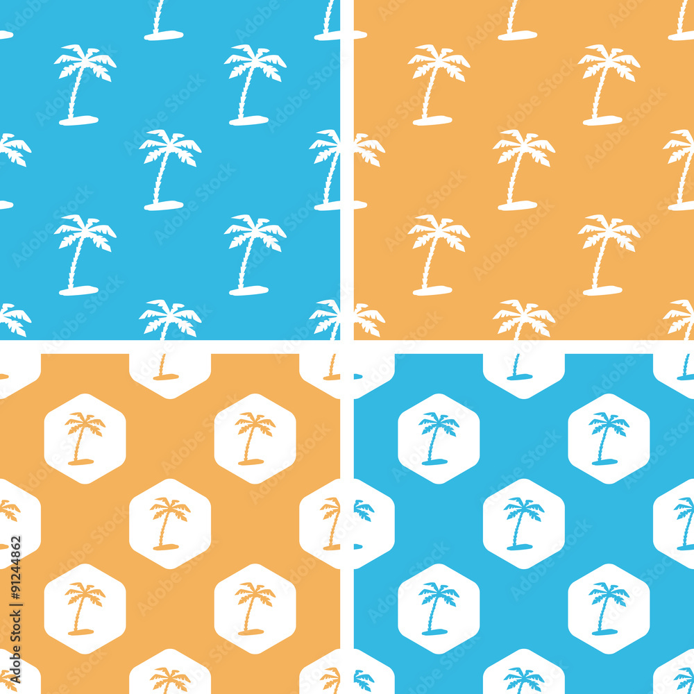 Poster palm tree pattern set, colored