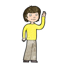 cartoon friendly boy waving