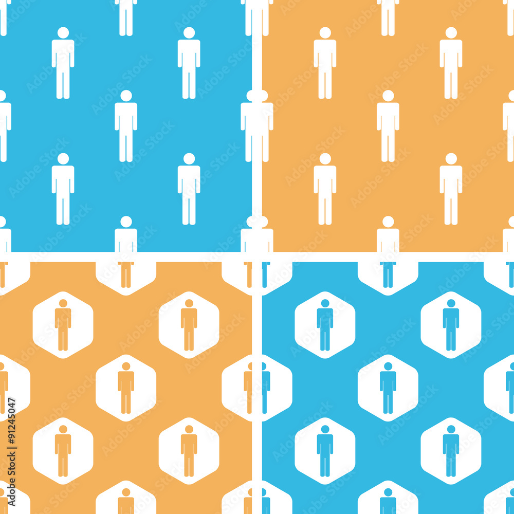 Poster man pattern set, colored