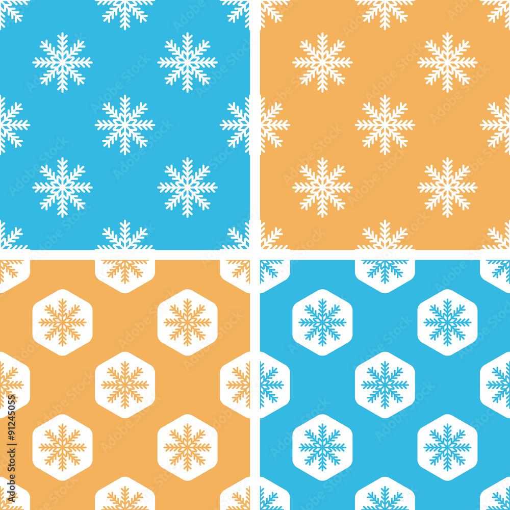 Poster snowflake pattern set, colored