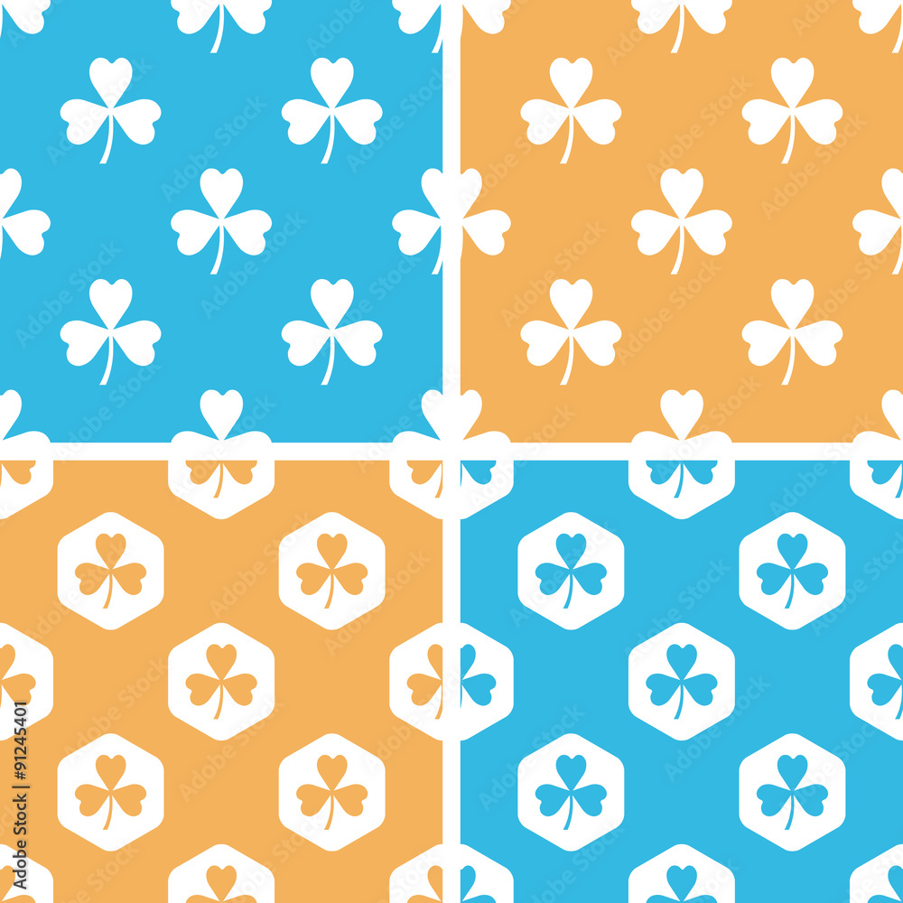Poster clover pattern set, colored